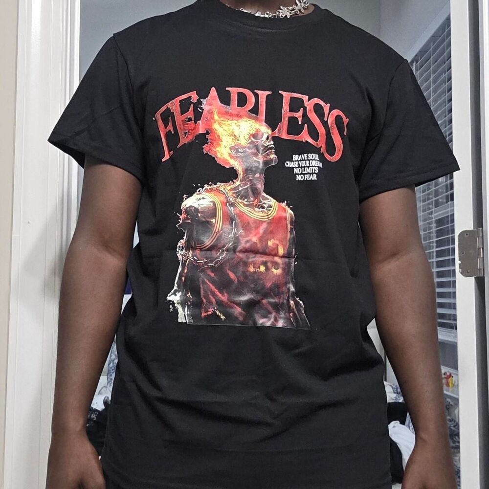 Fearless Burning Black Graphic Streetwear